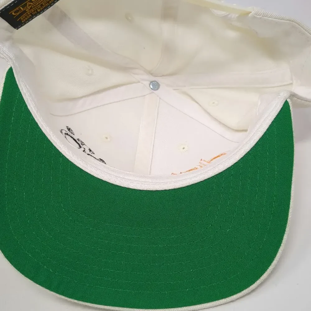 Yupoong Snapback Hat White One Size Drip Drop Distro Flat Brim Green Under Visor